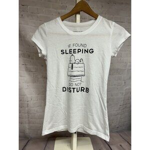 Peanuts Snoopy T Shirt Top White Short Sleeve If Sleeping Do Not Disturb Medium